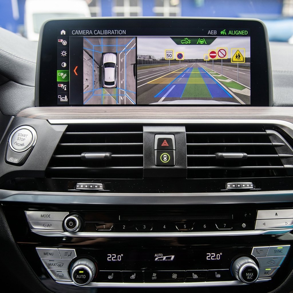Forward camera calibration through windshield